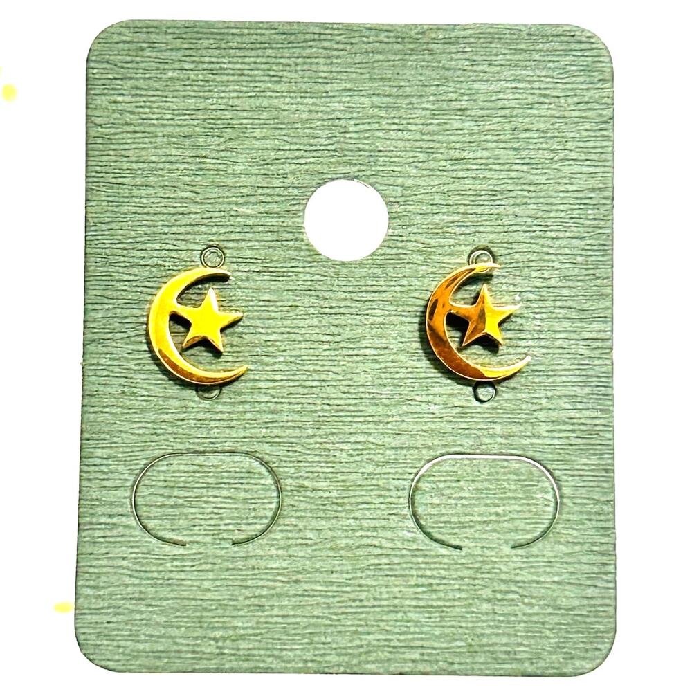 NEW Gold Celestial Moon Star Stud Earrings Hypoallergenic Stainless Steel